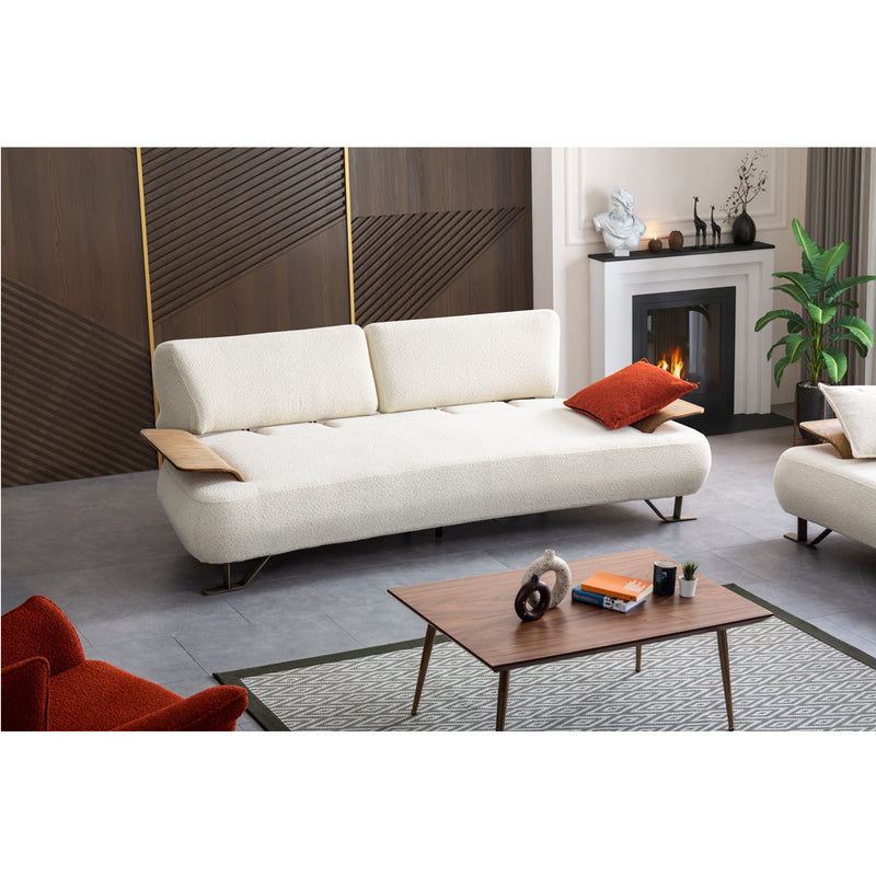 Canapea Lux Hilton Inev Asi Home, Boucle Off White, lungime 250cm, latime 99cm, inaltime 80cm