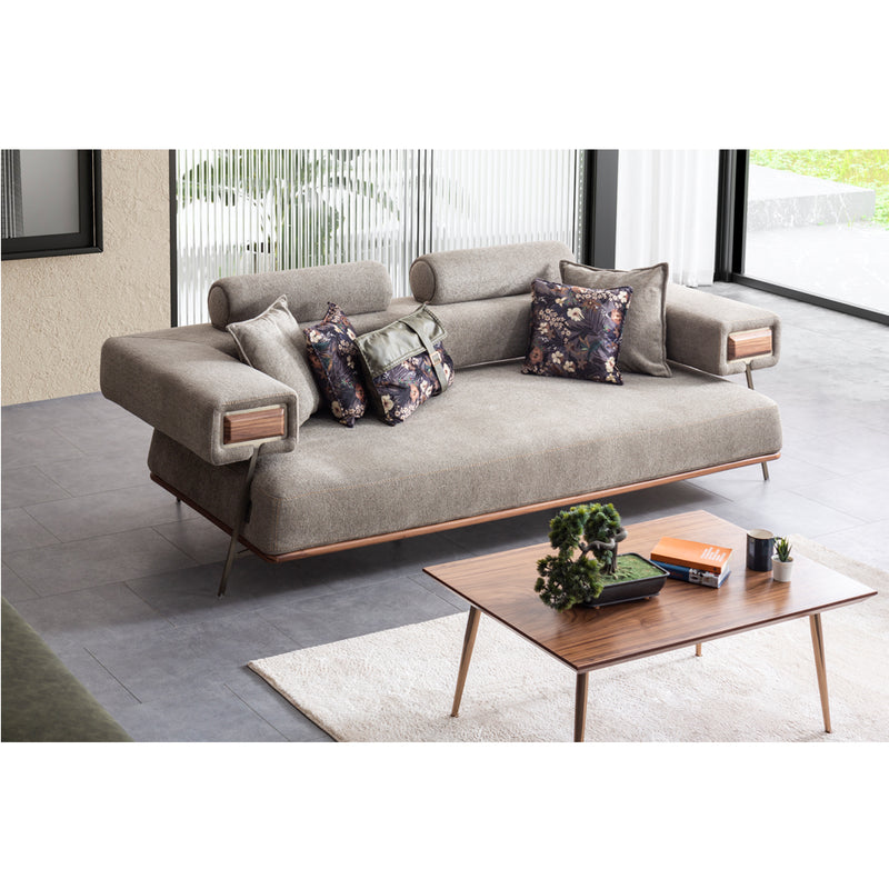 Canapea Arty Inev Asi Home, Boucle Verde Olive,  lungime 257cm, latime 108cm, inaltime 87cm