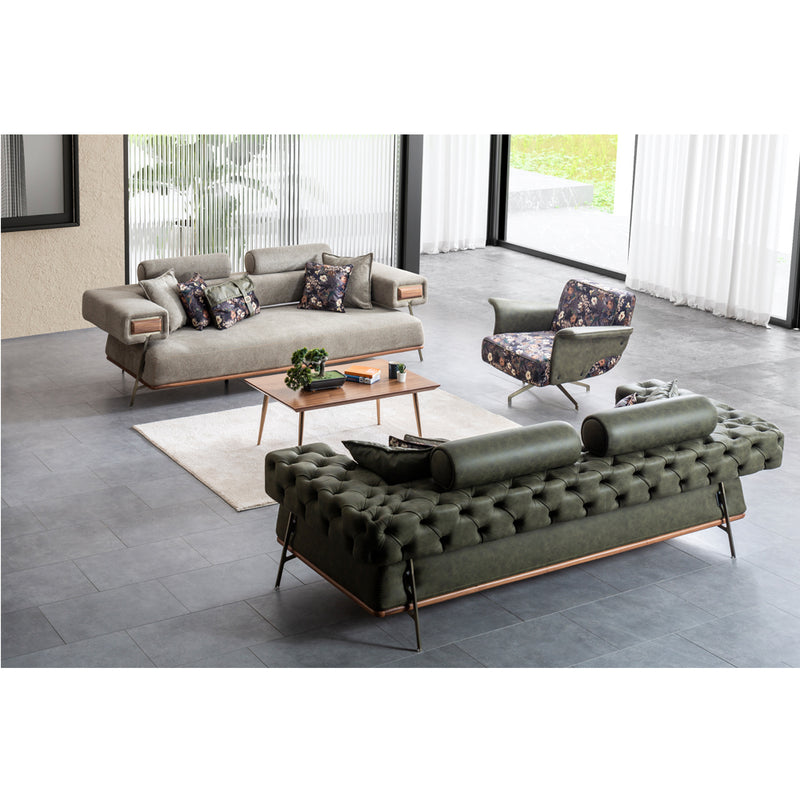 Fotoliu Bergere Arty Inev Asi Home, Floral, verde, lungime 104cm latime 91cm, Inaltime 80cm