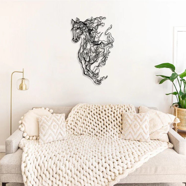 Accesoriu Iluminat Asi Home Metal Horse Line, Negru, 62x99 cm