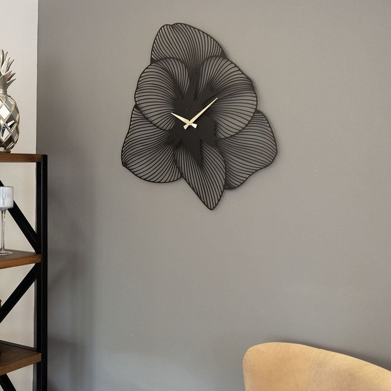 Ceas de Perete Asi Home Azalea Metal Wall, Negru, 49x49 cm