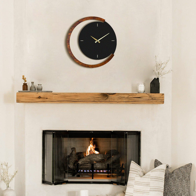 Ceas de Perete Asi Home Moon Time Wooden, Negru, 48x48 cm