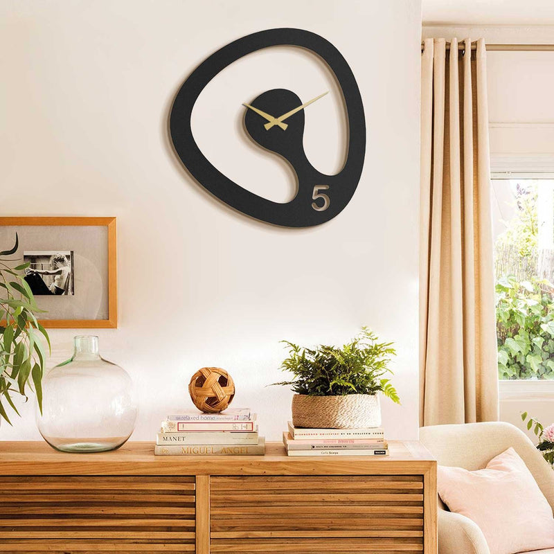 Ceas de Perete Asi Home Amorph Metal Wall, Negru, 44x45 cm
