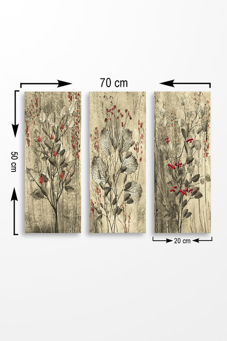 Set Tablouri Decorative Inramate MDF (3 Bucati) Asi Home Nature MDF 20X50 cm