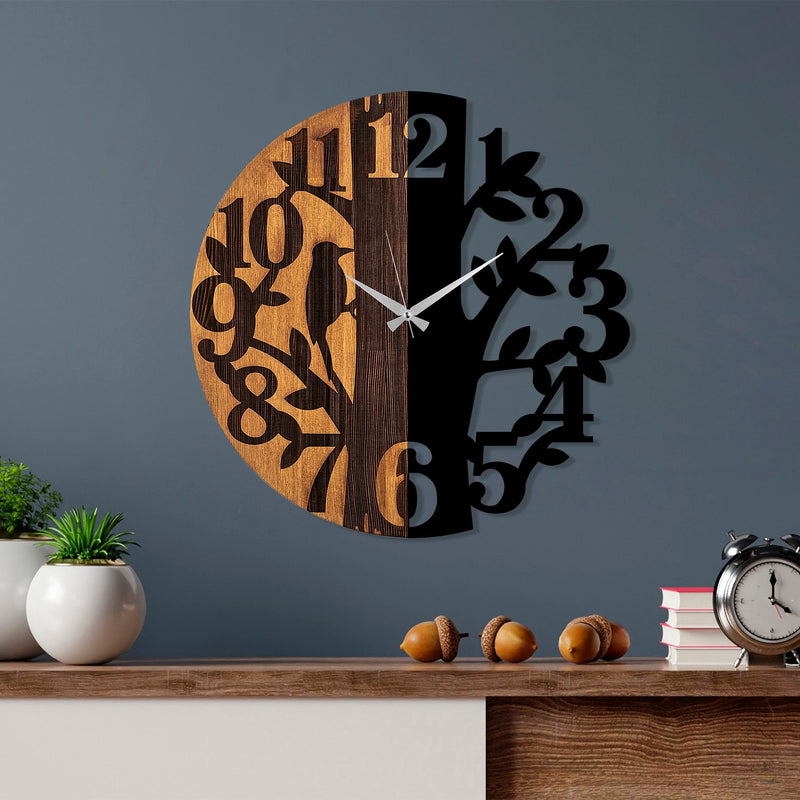 Ceas de Perete Asi Home Wooden Clock - 71, Walnut, Ø56 cm