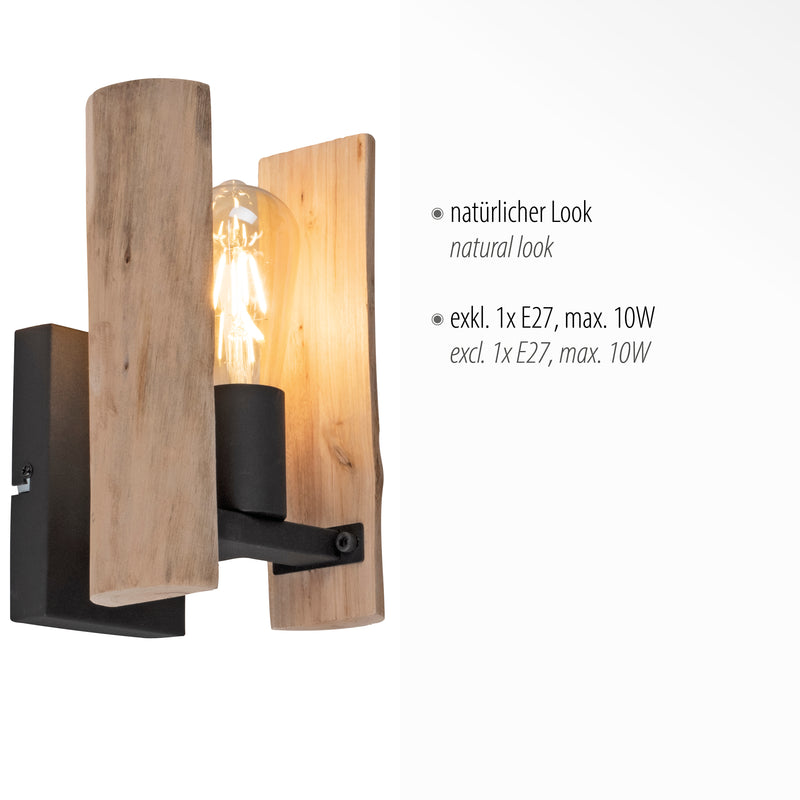 Aplica Paul Neuhaus LOG 1xE27 Negru