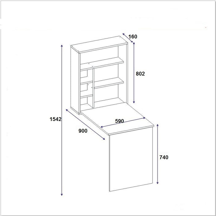 Birou și raft pentru carti Asi Home Sedir - Oak PAL 59X90X74 cm