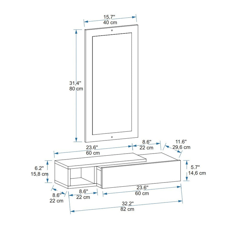 Consola Asi Home Vien - White PAL 30X82X16 cm