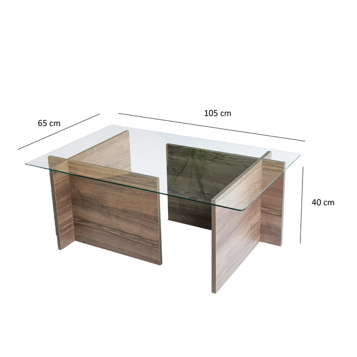 Măsuţă de Cafea Asi Home Escape - Walnut Sticla| PAL 65X105X40 cm