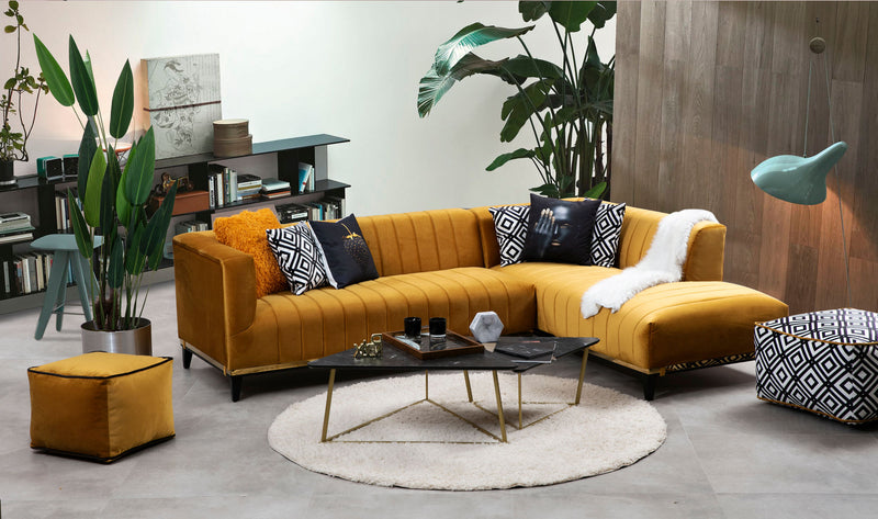 Colțar Asi Home Bellino - Mustard  Lemn de Fag | PAL 89X262|184X75 cm