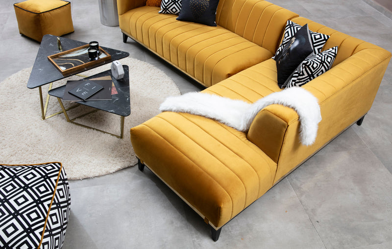 Colțar Asi Home Bellino - Mustard  Lemn de Fag | PAL 89X262|184X75 cm
