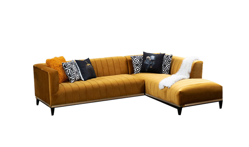 Colțar Asi Home Bellino - Mustard  Lemn de Fag | PAL 89X262|184X75 cm