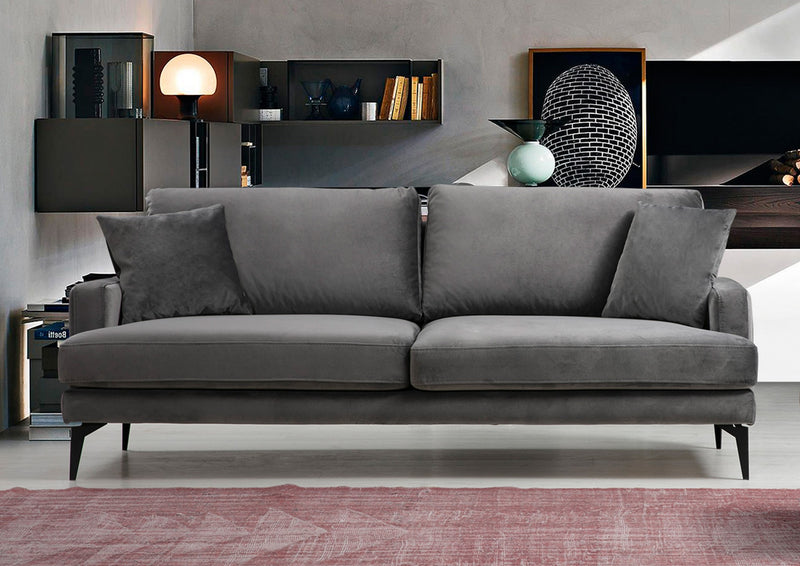 Canapea 3 Locuri Asi Home Papira 3-Grey  Lemn de Fag | PAL 90X205X88 cm