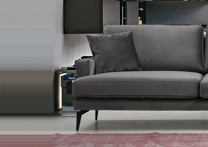 Canapea 3 Locuri Asi Home Papira 3-Grey  Lemn de Fag | PAL 90X205X88 cm