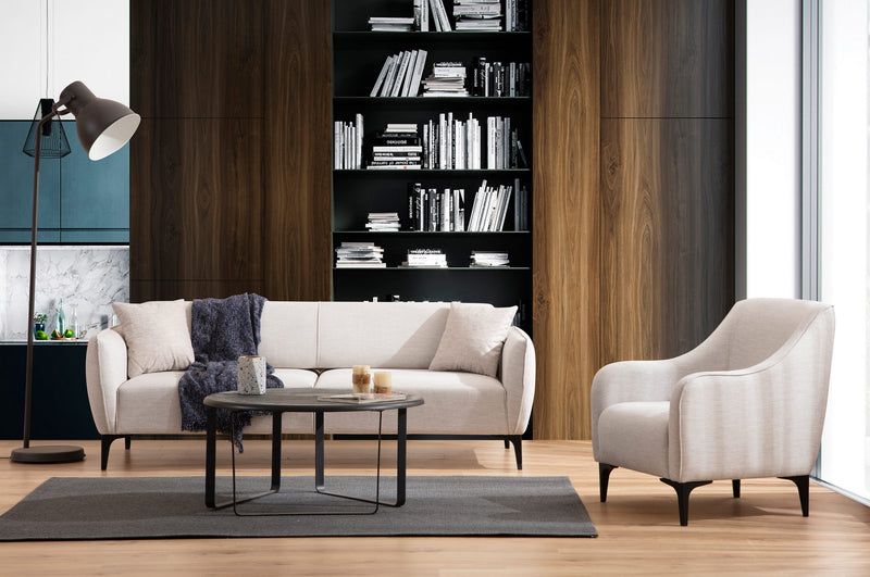 Canapea 3 Locuri Asi Home Belissimo - Off White  Lemn de Fag | PAL 95X220X67 cm