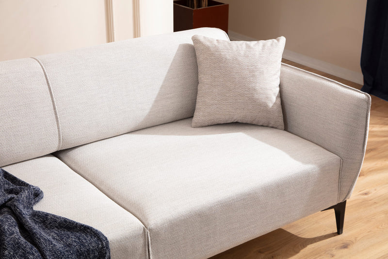 Canapea 3 Locuri Asi Home Belissimo - Off White  Lemn de Fag | PAL 95X220X67 cm
