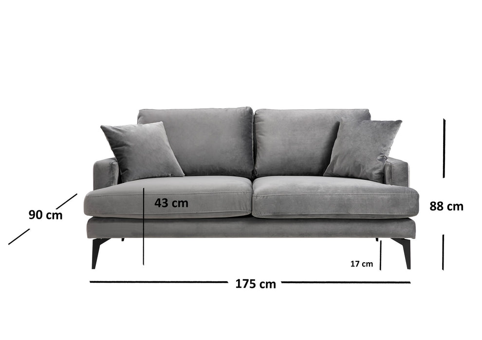 Canapea 2 Locuri Asi Home Papira 2- Grey Lemn | Tesatura 90X175X88 cm