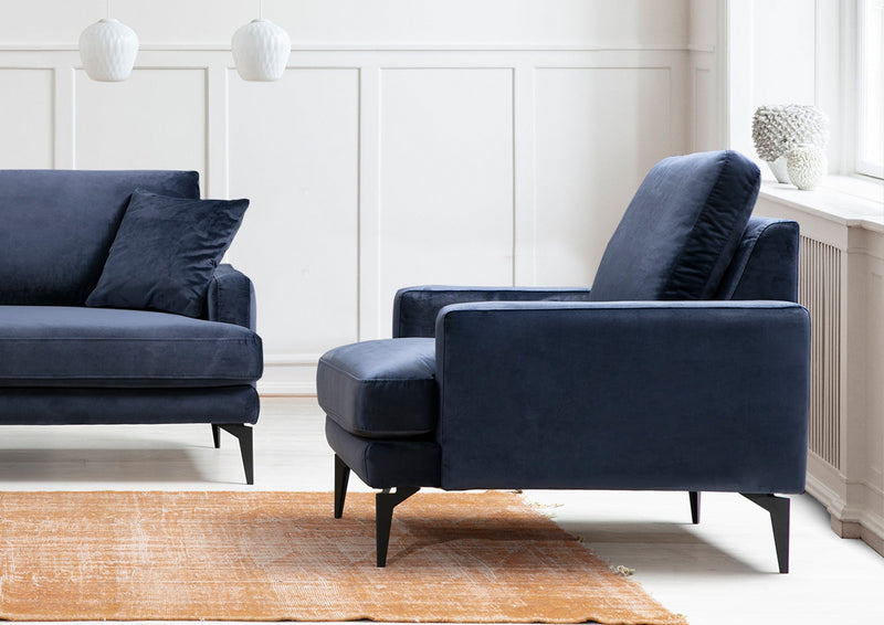 Fotoliu Asi Home Papira - Navy Blue Lemn de Fag | PAL 90X80X88 cm