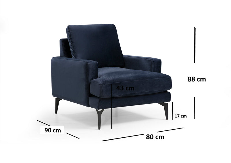 Fotoliu Asi Home Papira - Navy Blue Lemn de Fag | PAL 90X80X88 cm