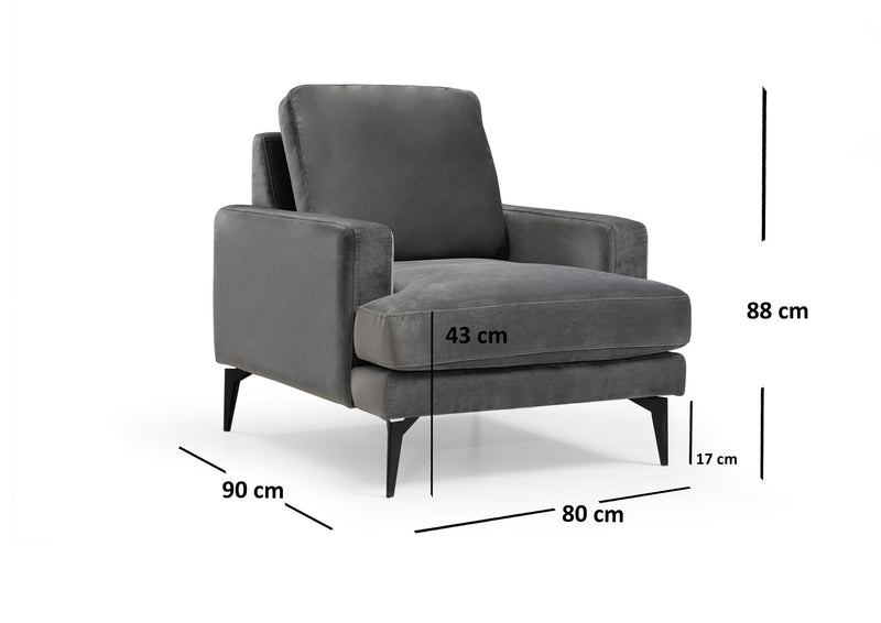 Fotoliu Asi Home Papira - Anthracite Lemn de Fag | PAL 90X80X88 cm