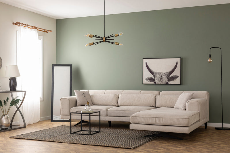 Colțar Asi Home Jivago Corner Right (L2-Chl) - Beige  Lemn de Fag | PAL 100X308|198X78 cm