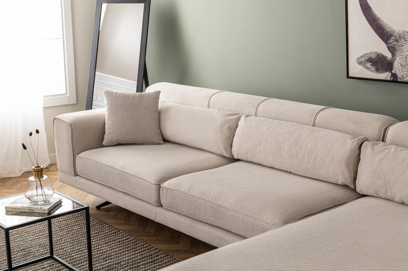 Colțar Asi Home Jivago Corner Right (L2-Chl) - Beige  Lemn de Fag | PAL 100X308|198X78 cm