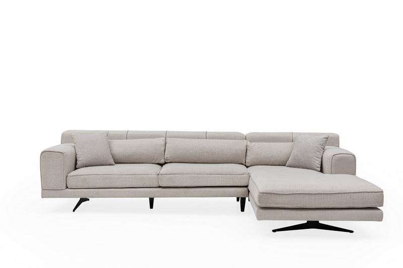 Colțar Asi Home Jivago Corner Right (L2-Chl) - Beige  Lemn de Fag | PAL 100X308|198X78 cm