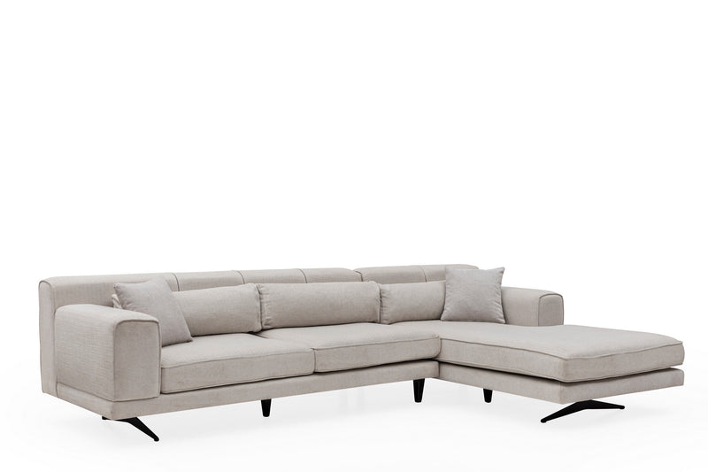 Colțar Asi Home Jivago Corner Right (L2-Chl) - Beige  Lemn de Fag | PAL 100X308|198X78 cm