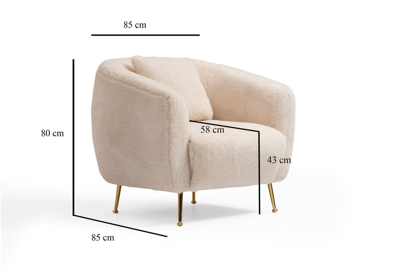 Fotoliu Asi Home Istiridye - Beige  Lemn de Fag | PAL 85X85X80 cm