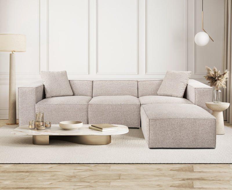 Colțar Asi Home Lora (L1-O1-1R-POUFFE ) - Mocha Lemn Carpen X303|193X65 cm