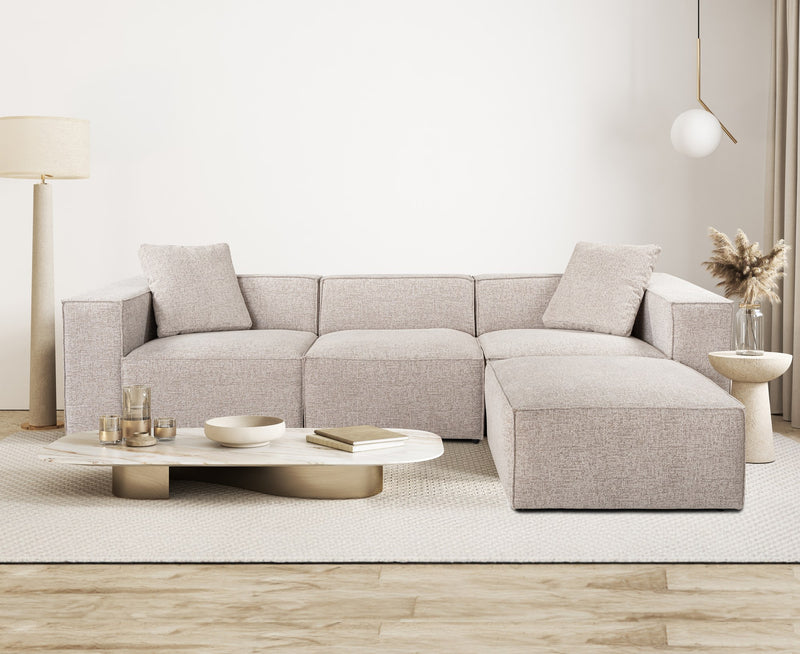 Colțar Asi Home Lora (L1-O1-1R-POUFFE ) - Mocha Lemn Carpen X303|193X65 cm