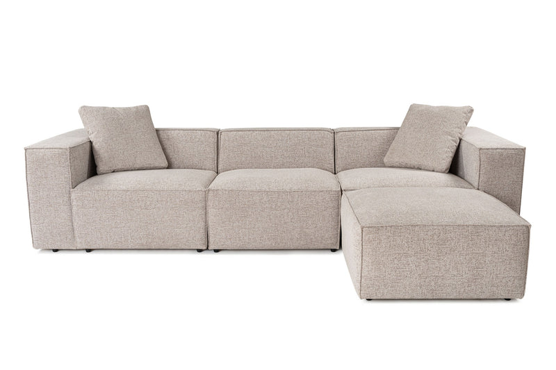 Colțar Asi Home Lora (L1-O1-1R-POUFFE ) - Mocha Lemn Carpen X303|193X65 cm