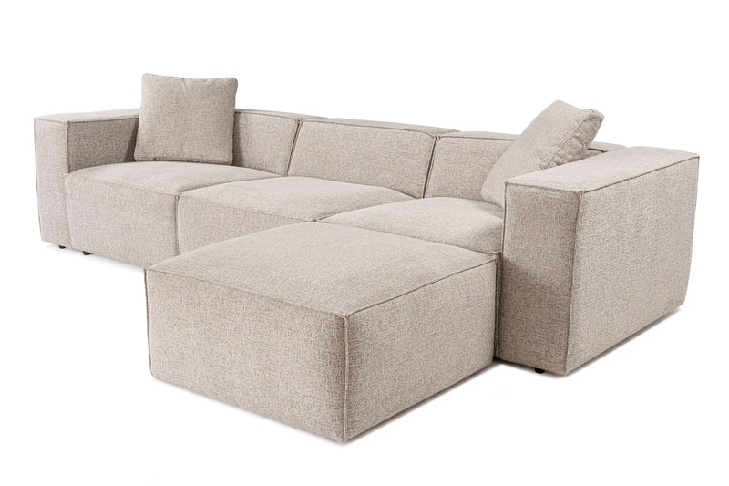 Colțar Asi Home Lora (L1-O1-1R-POUFFE ) - Mocha Lemn Carpen X303|193X65 cm