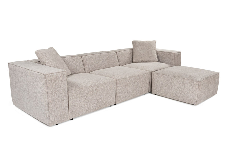 Colțar Asi Home Lora (L1-O1-1R-POUFFE ) - Mocha Lemn Carpen X303|193X65 cm