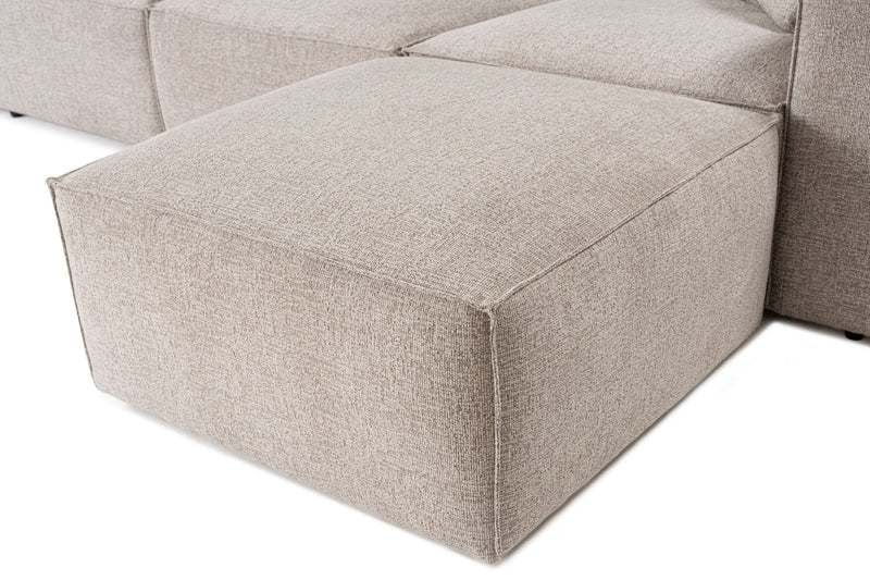 Colțar Asi Home Lora (L1-O1-1R-POUFFE ) - Mocha Lemn Carpen X303|193X65 cm