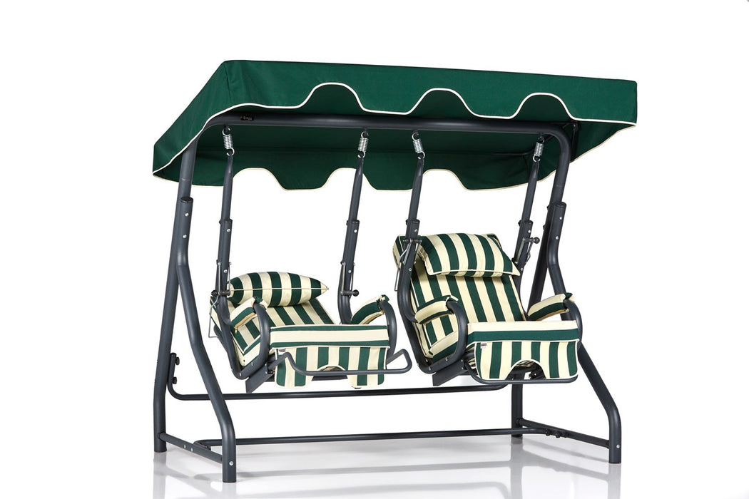 Leagan / Balansoar Dublu pentru Terasa / Gradina Asi Home Daisy 2 - alb, verde, negru