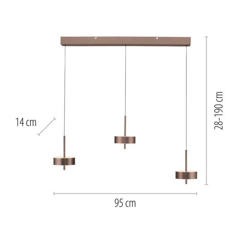 Lustra Paul Neuhaus Q-ROTATE 3xLED Maro Metalic