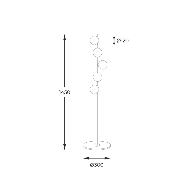 Lampadar Zuma Line 5xG9 Negru / Auriu