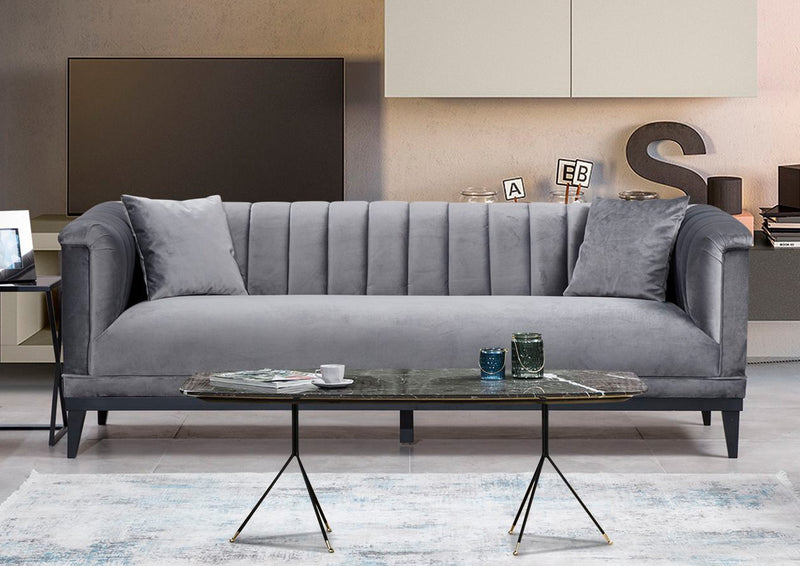 Canapea 3 Locuri Asi Home Trendy - Dark Grey  Lemn de Fag | PAL 89X225X79 cm