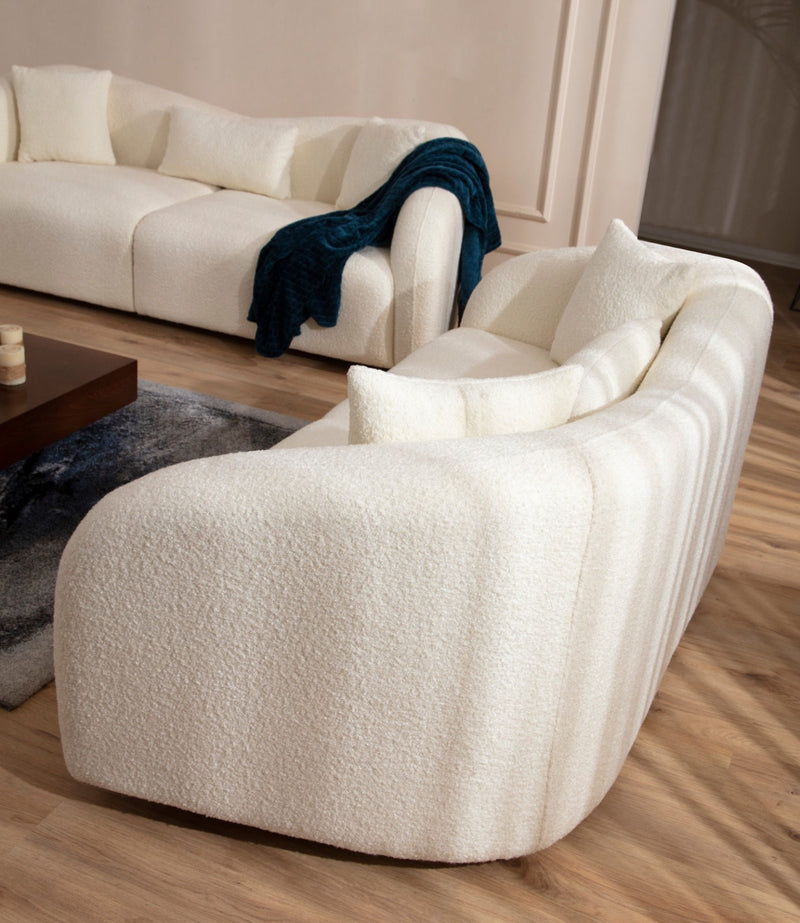 Canapea 2 Locuri Asi Home Venedik - Cream Lemn | Tesatura 91X190X76 cm
