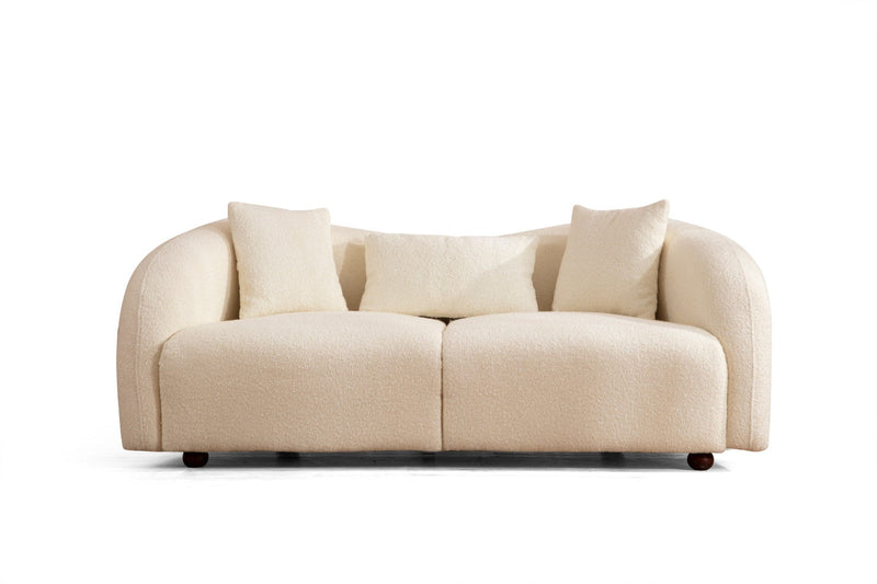 Canapea 2 Locuri Asi Home Venedik - Cream Lemn | Tesatura 91X190X76 cm