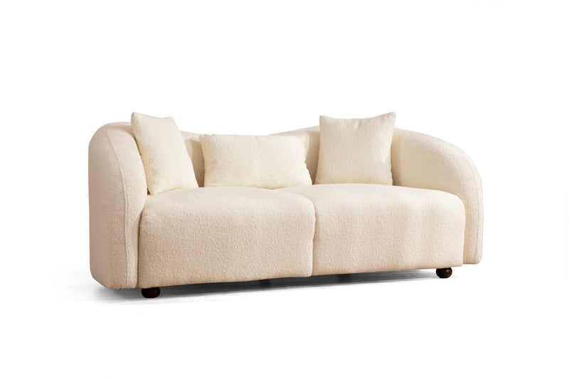 Canapea 2 Locuri Asi Home Venedik - Cream Lemn | Tesatura 91X190X76 cm