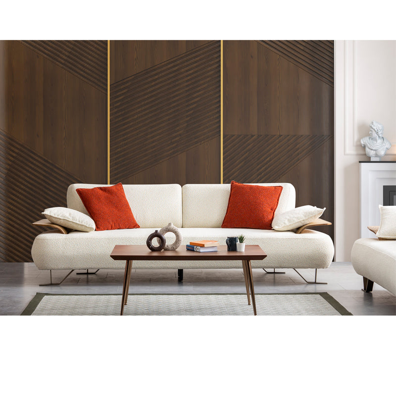 Canapea Lux Hilton Inev Asi Home, Boucle Off White, lungime 250cm, latime 99cm, inaltime 80cm