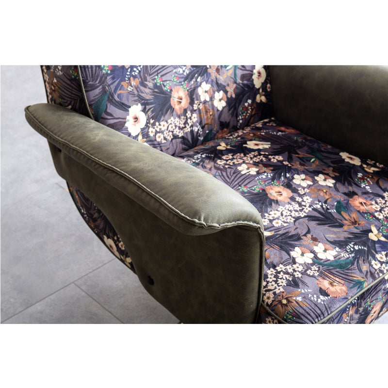 Fotoliu Bergere Arty Inev Asi Home, Floral, verde, lungime 104cm latime 91cm, Inaltime 80cm