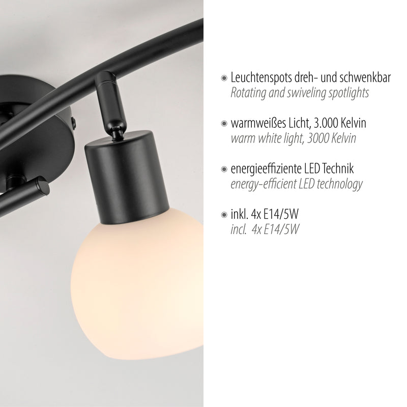 Plafoniera Paul Neuhaus LOKI 4xE14 Negru