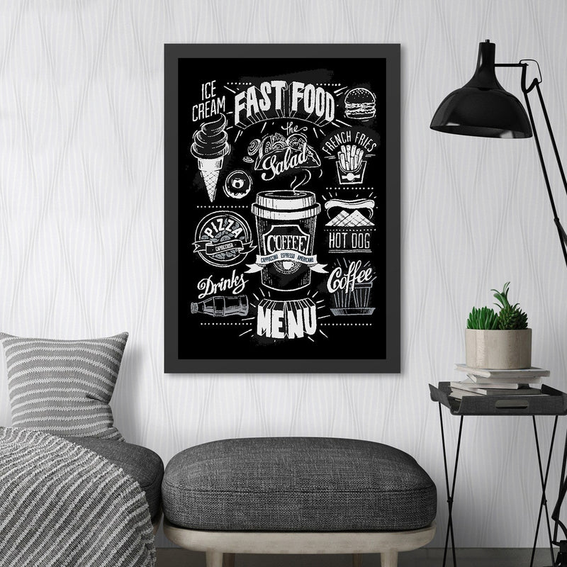 Decorațiune Perete Asi Home Fast Food (55 x 75), Negru, 55x75 cm