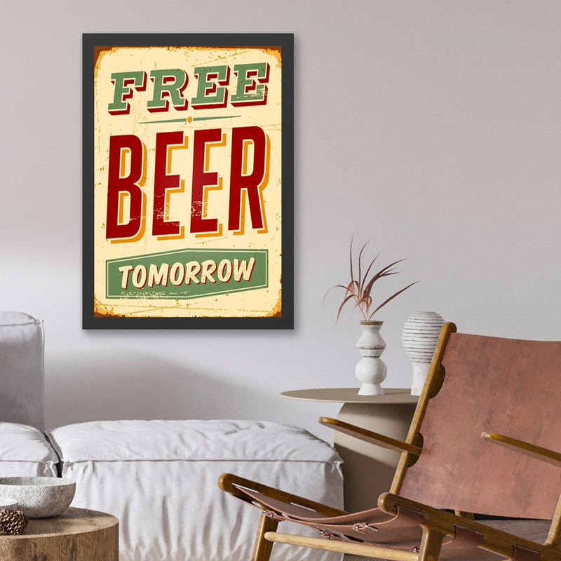 Decorațiune Perete Asi Home Free Beer (35 x 45), Verde, 35x45 cm