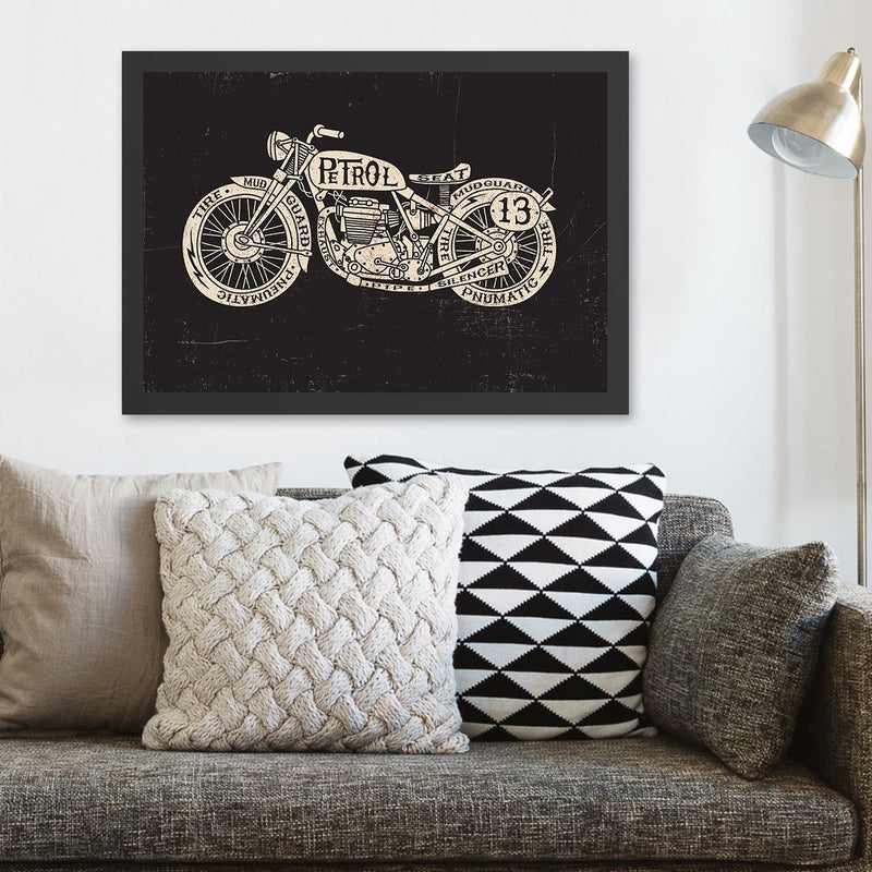Decorațiune Perete Asi Home Motorcycle (55 x 75), Negru, 55x75 cm