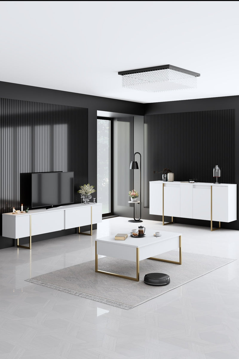 Consola Asi Home Luxe - White, Gold PAL 35X160X80 cm