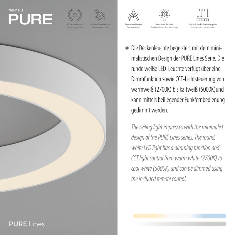 Plafoniera Paul Neuhaus PURE LINES ROUND LED Alb